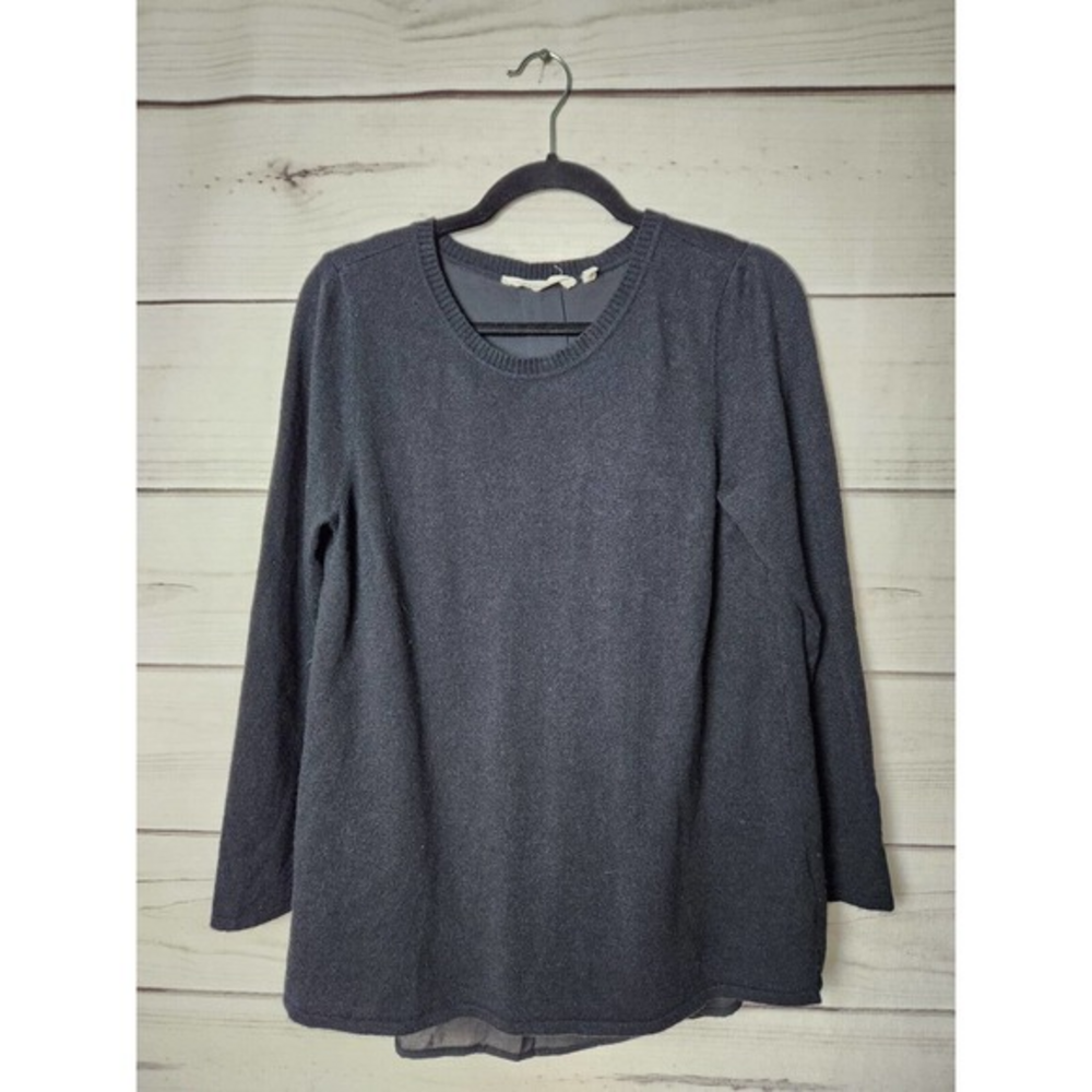 Soft Surroundings Women's Long Sleeve Black Blouse‎ Top Sweater Size PM